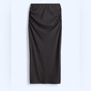 H&M black bodycon feathered maxi skirt with hem slit Size M